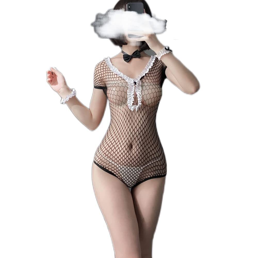 6935 Sexy Cosplay Pajamas Hollow Perspective Mesh Uniform Pantyhose Suit